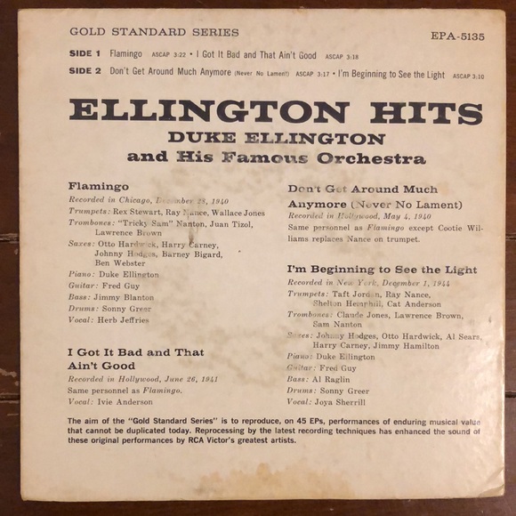 ***Free*** Duke Ellington Vinyl 45 Record - Picture 4 of 6